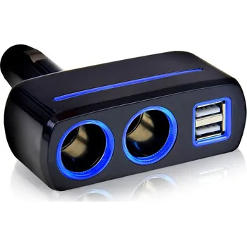Longood Rozdvojka do autozapalovače, 2X USB, 80W, podsvícené CL výstupy