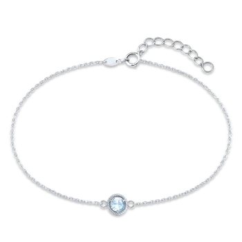 Náramek MINET Decentní náramek z bílého zlata s modrým zirkonem Au 585/1000