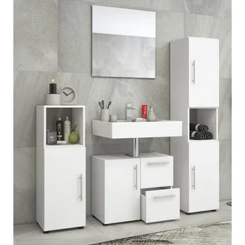 Koupelnový nábytek VCM Koupelnová sestava Flandu se zrcadlem, bílá 763685