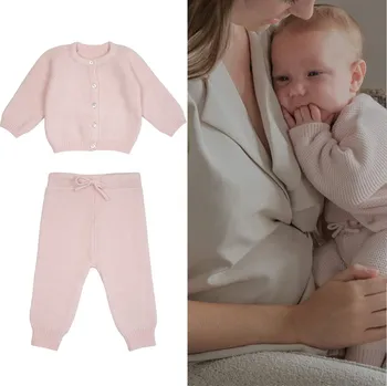 Kojenecká souprava LODGER Merino set - svetřík a tepláčky Tan vel. 68