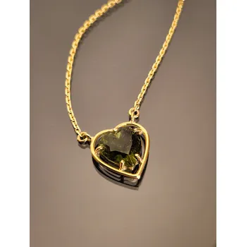 Náhrdelník Zlatý náhrdelník s vltavínem,srdce P23 0017