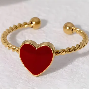 Prsten IZMAEL Prsten FL 39051 Zlatá/Červená KP39051 Nastavitelný KP39051