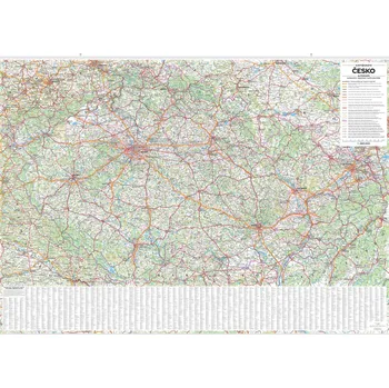 Česko: Nástěnná automapa s lištami 1:360 000 - Kartografie PRAHA (2025, 9. vydání)