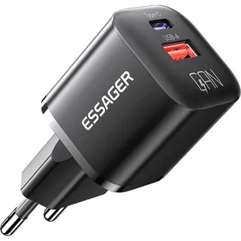 Essager Charger 20W, GaN, USB-C + USB-A