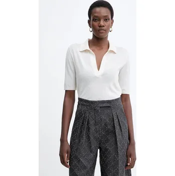 Vlněné polo tričko Simona Corsellini A25CPMGE0501 béžová 01X, vel. L