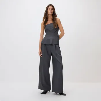 Dámské kalhoty Reserved - Kalhoty se širokými nohavicemi - světle šedá - 717GM-09M - 717GM-09M-S