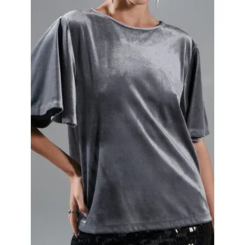 Sinsay - Tričko s krátkým rukávem - sříbrná - 668FG-SLV - 668FG-SLV-L