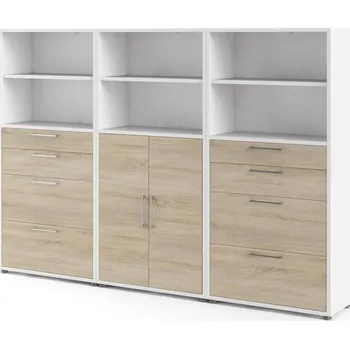 Šatní skříň Skříň Modulo 267 x 40 x 186 cm, bílá / dub sonoma