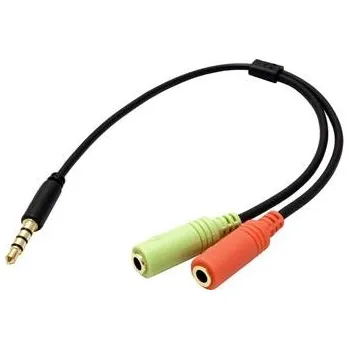 Sluchátka Redukce pro sluchátka a mikrofon,4pólový jack3,5 M-2xjack 3,5F,kablík 25cm