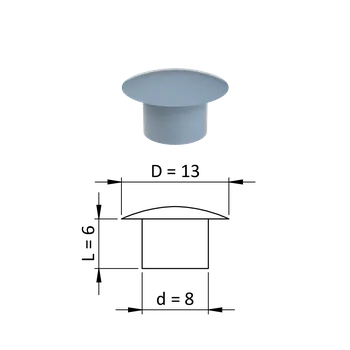 Zábradlí Vnitřní krytka kulatá ø 13 mm, otvor ø 8 mm, šedá, plast