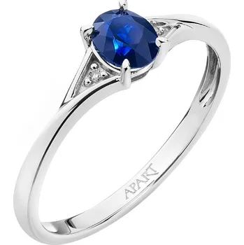 Prsten Prsten z bílého zlata s diamanty a safírem - ryzost 585 - 109.457