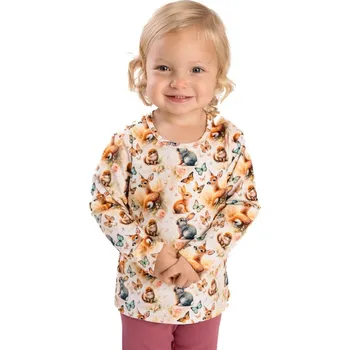 BETTY MODE Dětské tričko dlouhý rukáv, Zvířátka na louce Velikost: 92
