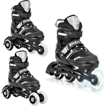 Kolečkové brusle RAVEN Kolečkové brusle 3v1 nastavitelná LED kolečka Raven Helixi 30/33 ČERNÁ|ŠEDÁ