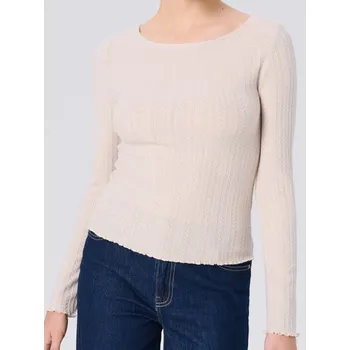 Dámské oblečení Sinsay - Halenka s&nbsp;dlouhými rukávy - béžová - 478EU-08X - 478EU-08X-XS