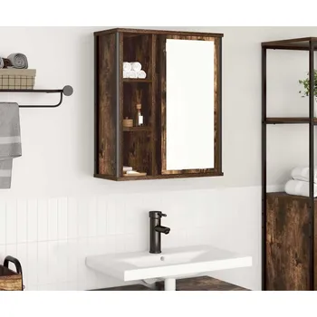 Koupelnový nábytek vidaXL Koupelnová nástěnná skříňka se zrcadlem Uzený dub 50x21x60 cm [861904]