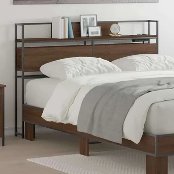 vidaXL Úložné čelo postele s policí Hnědý dub 120 cm Kompozitní dřevo [859634]