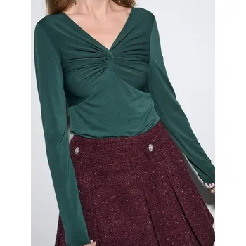 Dámská halenka Sinsay - Halenka s dekorativním řasením - tmavě zelená - 722EU-79X - 722EU-79X-XS