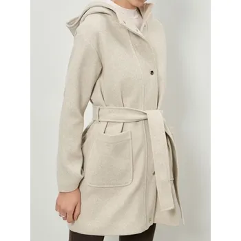 Dámský kabát Sinsay - Kabát s kapucí se zapínáním na patentky - béžová - 589FH-02M - 589FH-02M-L