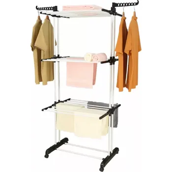 Organizér oblečení Herzberg Home & Living Herzberg HG-8034BW: Stěhovací věšák na oděvy - černý plast s bílými trubkami