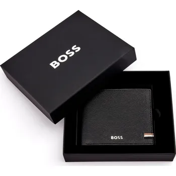 Peněženka HUGO BOSS pánská kožená pěněženka Iconic černá HLW421A