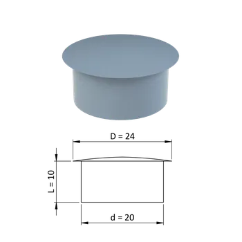 Příslušenství pro plot Vnitřní krytka kulatá ø 24 mm, otvor ø 20 mm, šedá, plast