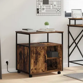 Policová skříň vidaXL Skříň s Nabíjecí Stanicí s kolem Kouřový dub 61 x 46 x 67 cm [859832]