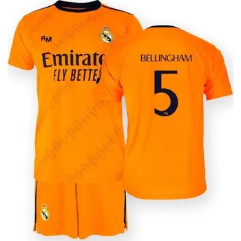 REAL MADRID Real Madrid venkovní sada 24/25 – Bellingham – dětský fotbalový set 8 LET ORANŽOVÁ|ČERVENÁ