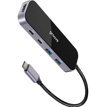 USB hub Proove Shadow USB-C-HUB 6v1 (2*USB3.1 + 2*Type-C + PD100W + HDMI)