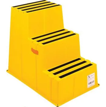 Schůdek Plastová pracovní podesta Manutan Expert, žlutá, 3 stupně + Prodloužená záruka na 10 let