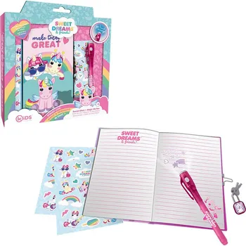 Zápisník Euroswan Jednorožec tajný diář na zámek s neviditelným UV perem + samolepky