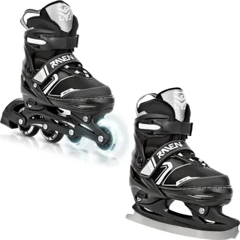 Kolečkové brusle RAVEN Kolečkové brusle 2v1 Raven Helixi LED kolečka 34/37 ČERNÁ|ŠEDÁ