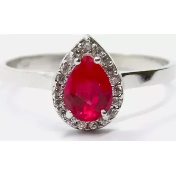 Prsten Klenoty Budín Dámský prsten z bílého zlata s červeným rubínem 585/1,66gr vel. 55 HK1249 (Klenoty Budín Dámský prsten z bílého zlata s červeným rubínem 585/1,66gr vel. 55 HK1249)