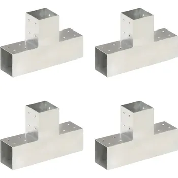 Příslušenství pro plot vidaXL Trámová spojka 4 ks ve tvaru T pozinkovaný kov 81 x 81 mm [145464]