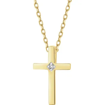 Přívěsek Zlatý přívěsek s diamantem - kříž - 0,004 ct - ryzost 585 - 101.354