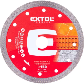 Řezný kotouč EXTOL PREMIUM kotouč diamantový řezný, turbo Thin Cut, suché i mokré řezání, O 150x22,2x1,6mm 8803043