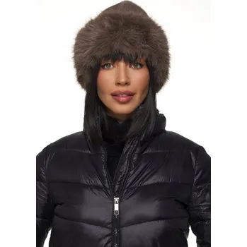 Čepice Fashionweek Dámská zimní pletená čepice s kožíškem KARR110 Barva: Mocca, Velikost: Universal