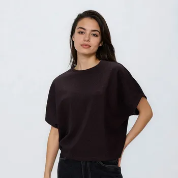 Dámské tričko Reserved - Tričko s metalizovanou nití - tmavě hnědá - 869HD-89X - 869HD-89X-L