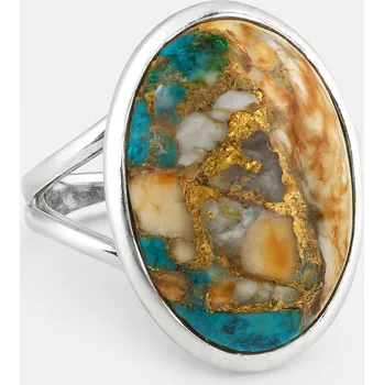 Prsten Stříbrný prsten s jaspisem, pyritem a tyrkysem Valerdi - 56