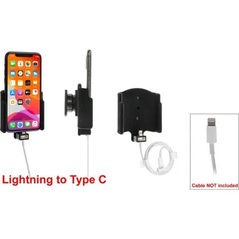 Brodit držák do auta na Apple iPhone 11 Pro v sametu, bez pouzdra, s průchodkou pro Lightning kabel