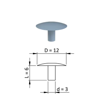 Zábradlí Vnitřní krytka kulatá ø 12 mm, otvor ø 3 mm, šedá, plast