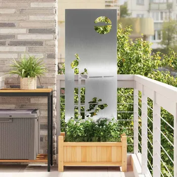 Zahradní dekorace vidaXL Soukromí na zahradě Řezací Stříbrná 50 x 140 cm Nerezová ocel [876319]