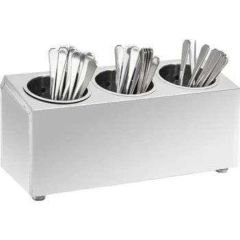 Party nádobí vidaXL Stojan na příbory 3 košíky obdélníkový nerezová ocel [51226]