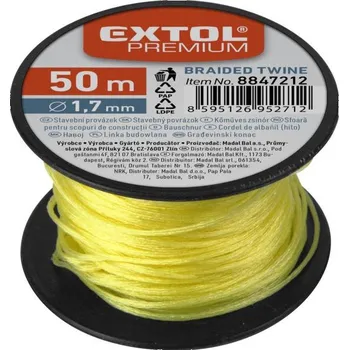 Sada nářadí EXTOL provázek stavební, 1,7 mm, 50 m, žlutý 8847212