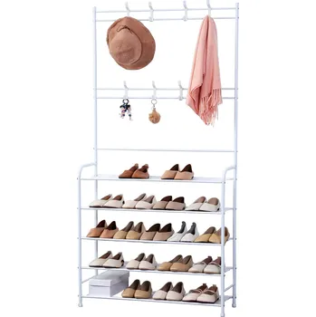 Věšák Herzberg Home & Living Herzberg 4-patrový věšák na kabáty a předsíňový úložný regál - 80x170 cm