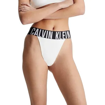 Kalhotky Dámské kalhotky CALVIN KLEIN-HIGH LEG THONG-WHITE Bílá L
