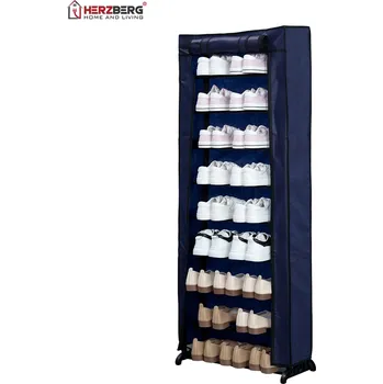 Botník Herzberg Home & Living Herzberg HG-8076: Stojan na boty 9 poliček modrý 51 cm x 16 cm x 139 cm