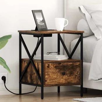 Noční stolek vidaXL Noční skříňka Kouřový dub 41,5 x 40,5 x 55 cm kompozitní dřevo [859554]