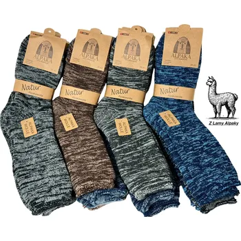 Pánské ponožky Pánské termo ponožky z alpačí vlny v melírovaném designu šedá, modrá, šedá 43-47