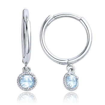 Náušnice MINET Decentní náušnice z bílého zlata s modrými zirkony Au 585/1000