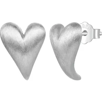 Náušnice For Silver Stříbrné matné puzetové náušnice ve tvaru srdce - Stříbro 925